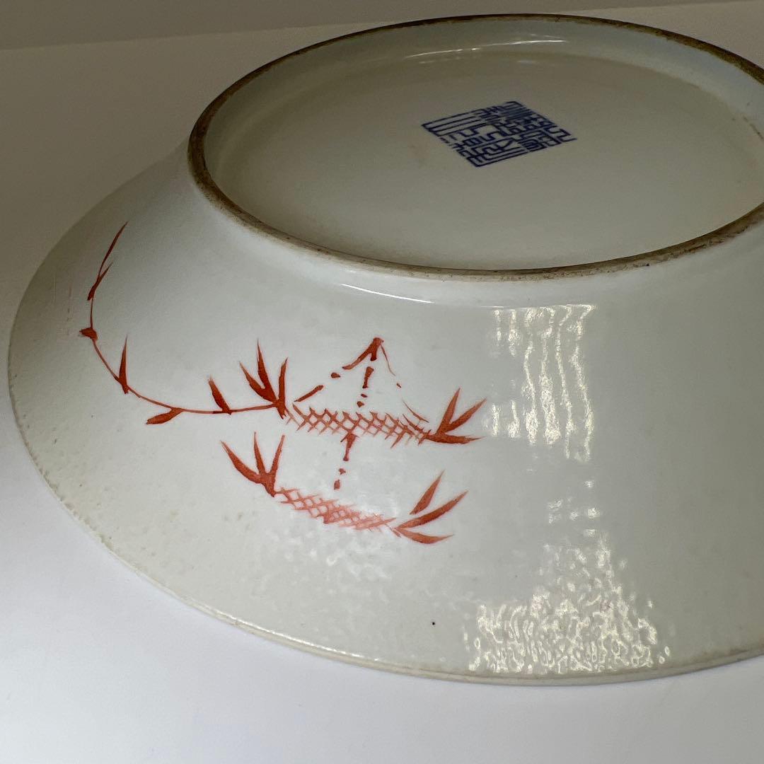 中国清時代　粉彩花蝶図大皿　直径約26.5㎝　東Y8-0331☆2Fタルサオ