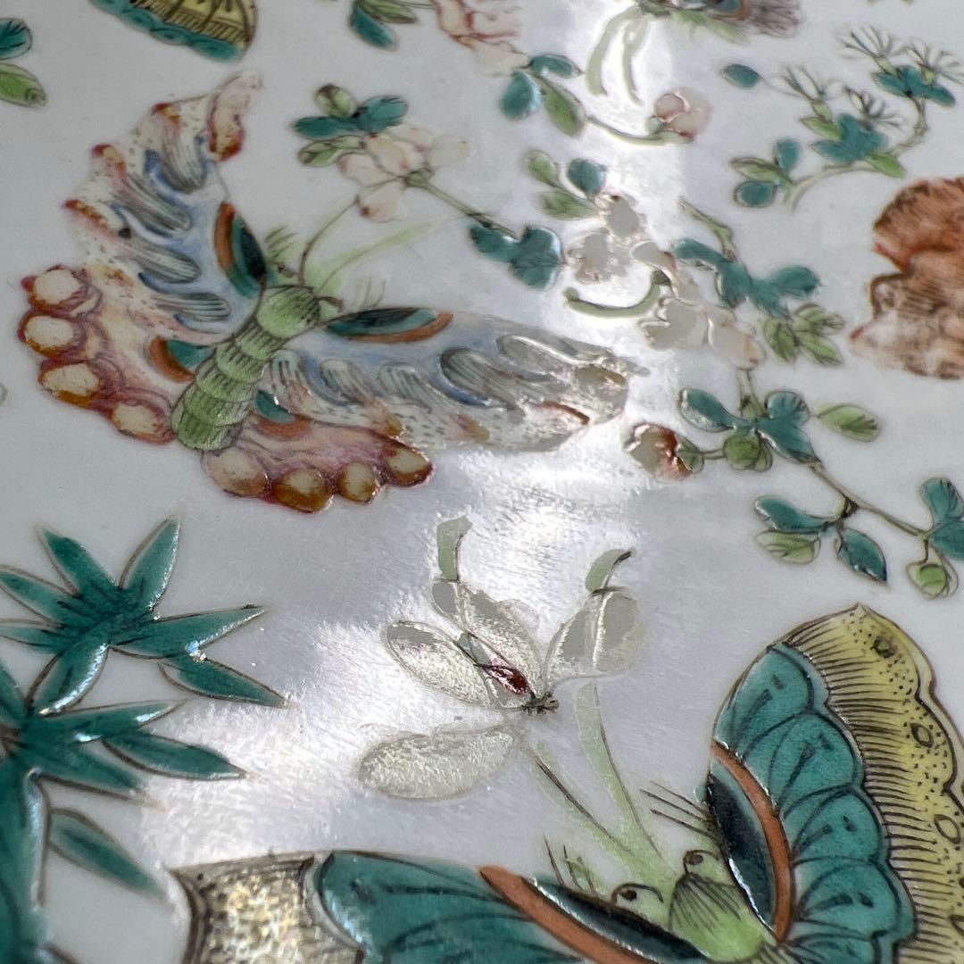 中国清時代　粉彩花蝶図大皿　直径約26.5㎝　東Y8-0331☆2Fタルサオ