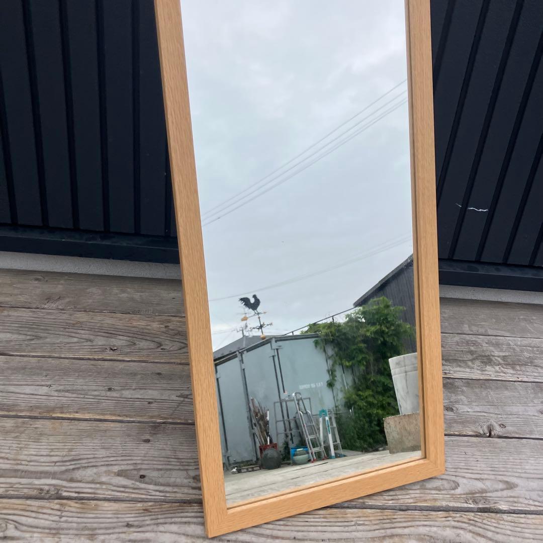 北欧レトロ 木製フレーム スタンドミラー 壁掛けミラー 姿見 等身鏡 ビンテージ