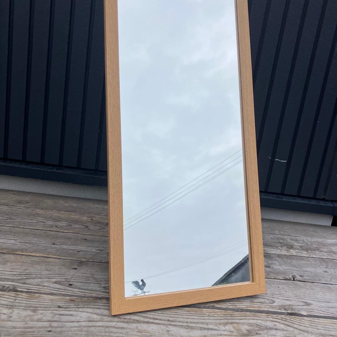 北欧レトロ 木製フレーム スタンドミラー 壁掛けミラー 姿見 等身鏡 ビンテージ