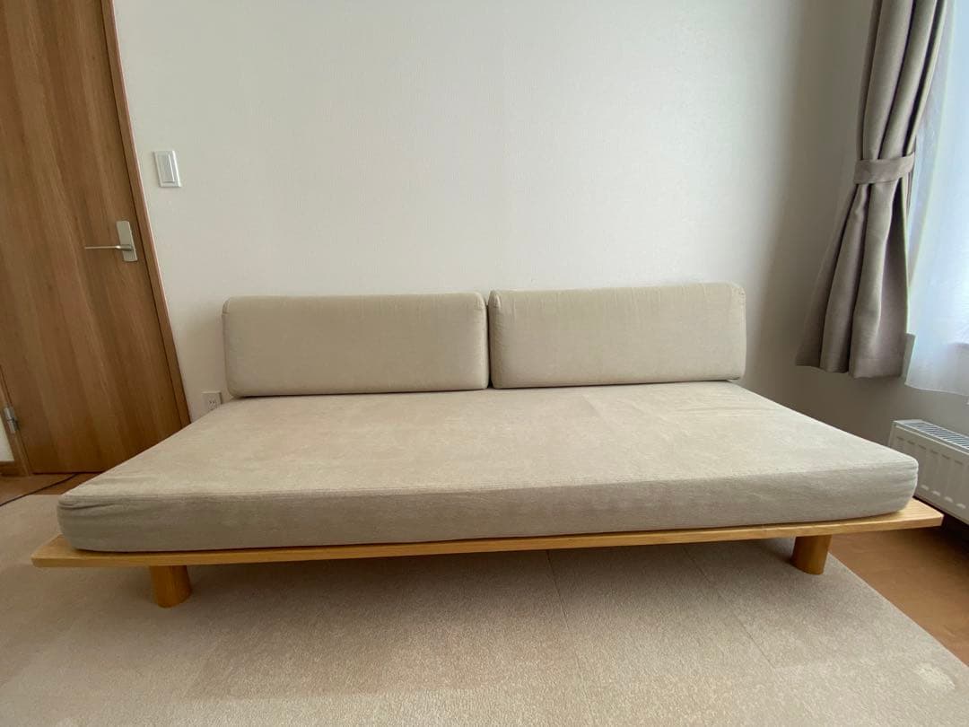 無印良品　ソファベッド　木製ベッドフレーム用クッションパーツのみ　カバー付