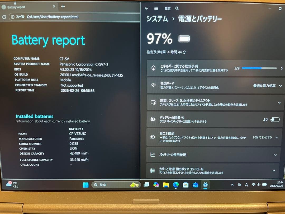 CF-SV7 第8世代i5 8GB SSD128 Win11 DVD