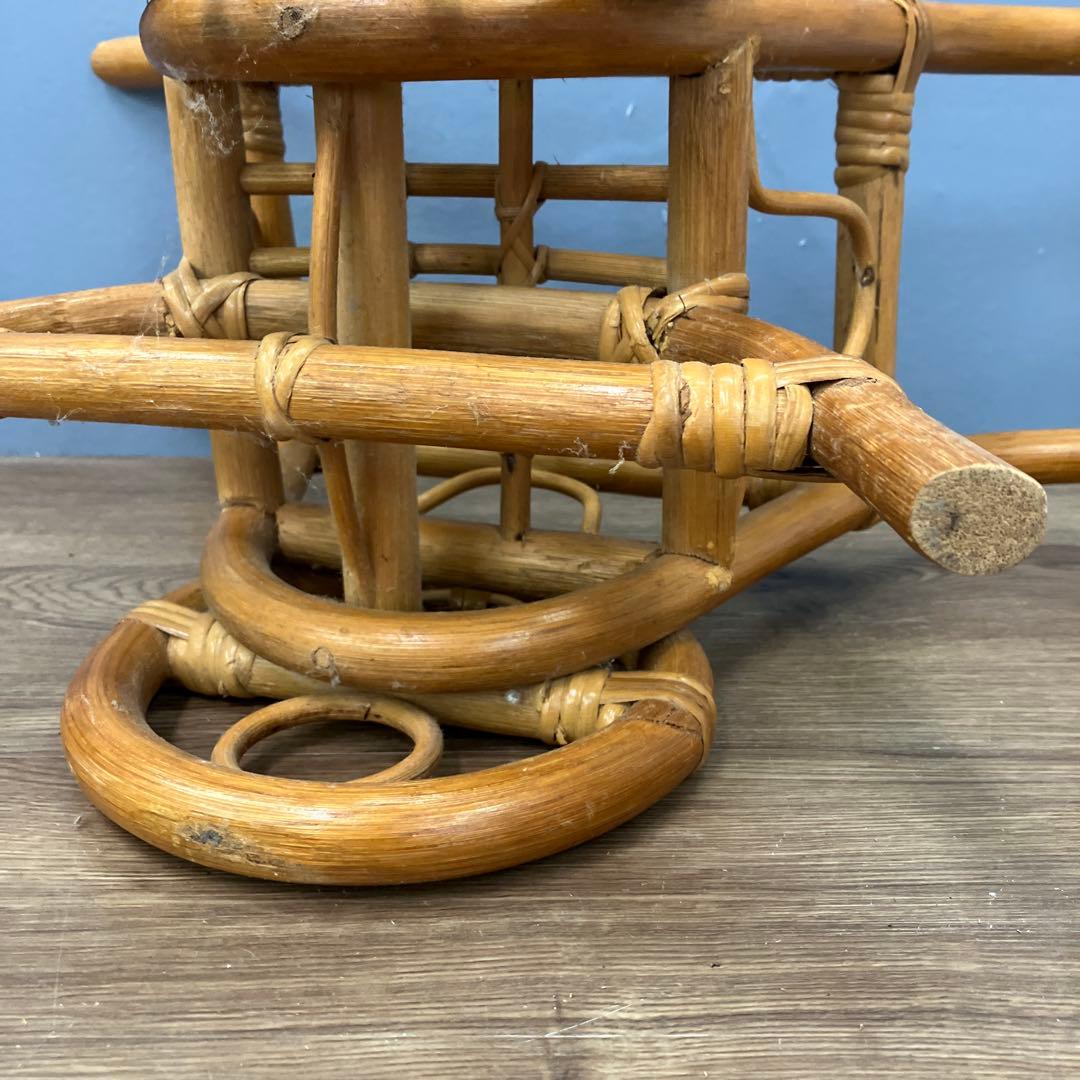 B-1 ヴィンテージ ラタン 籐 2輪台車型 プランターカバー インテリア