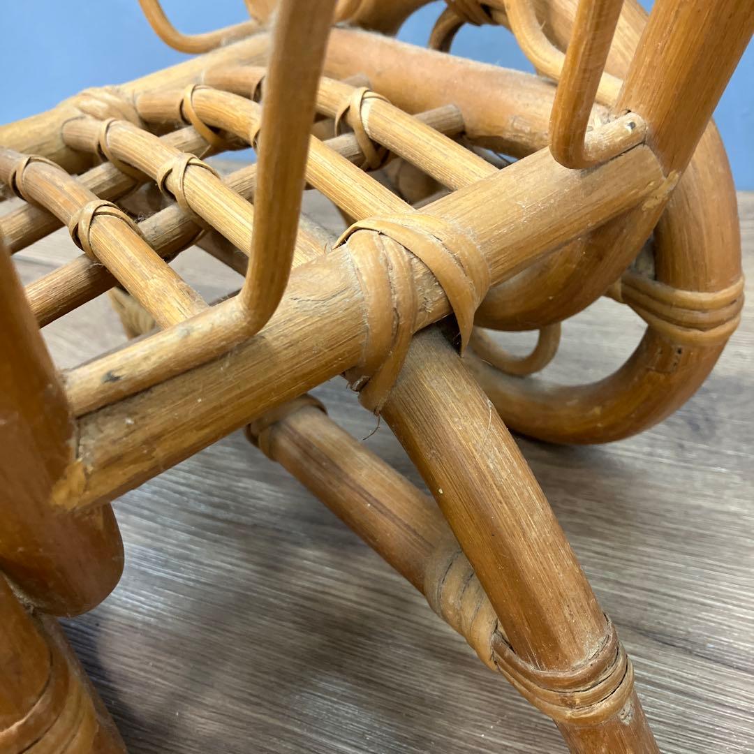 B-1 ヴィンテージ ラタン 籐 2輪台車型 プランターカバー インテリア