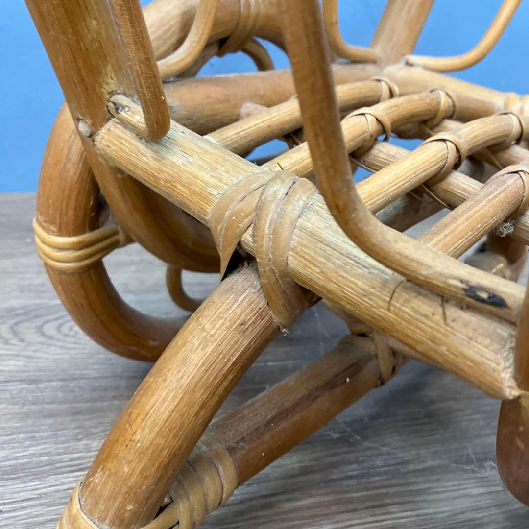 B-1 ヴィンテージ ラタン 籐 2輪台車型 プランターカバー インテリア