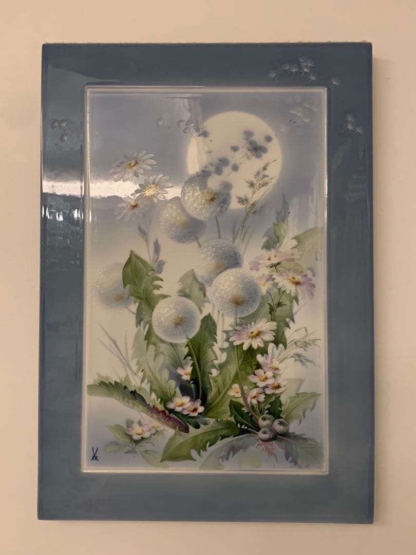 マイセン Meissen陶板（プラーク） タンポポ 美品