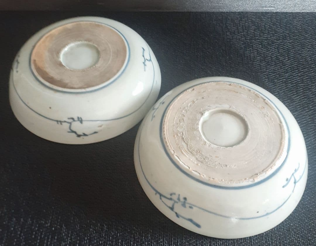 江戸時代中期　古伊万里　染付　厚手造り　なます皿　膾皿　2客