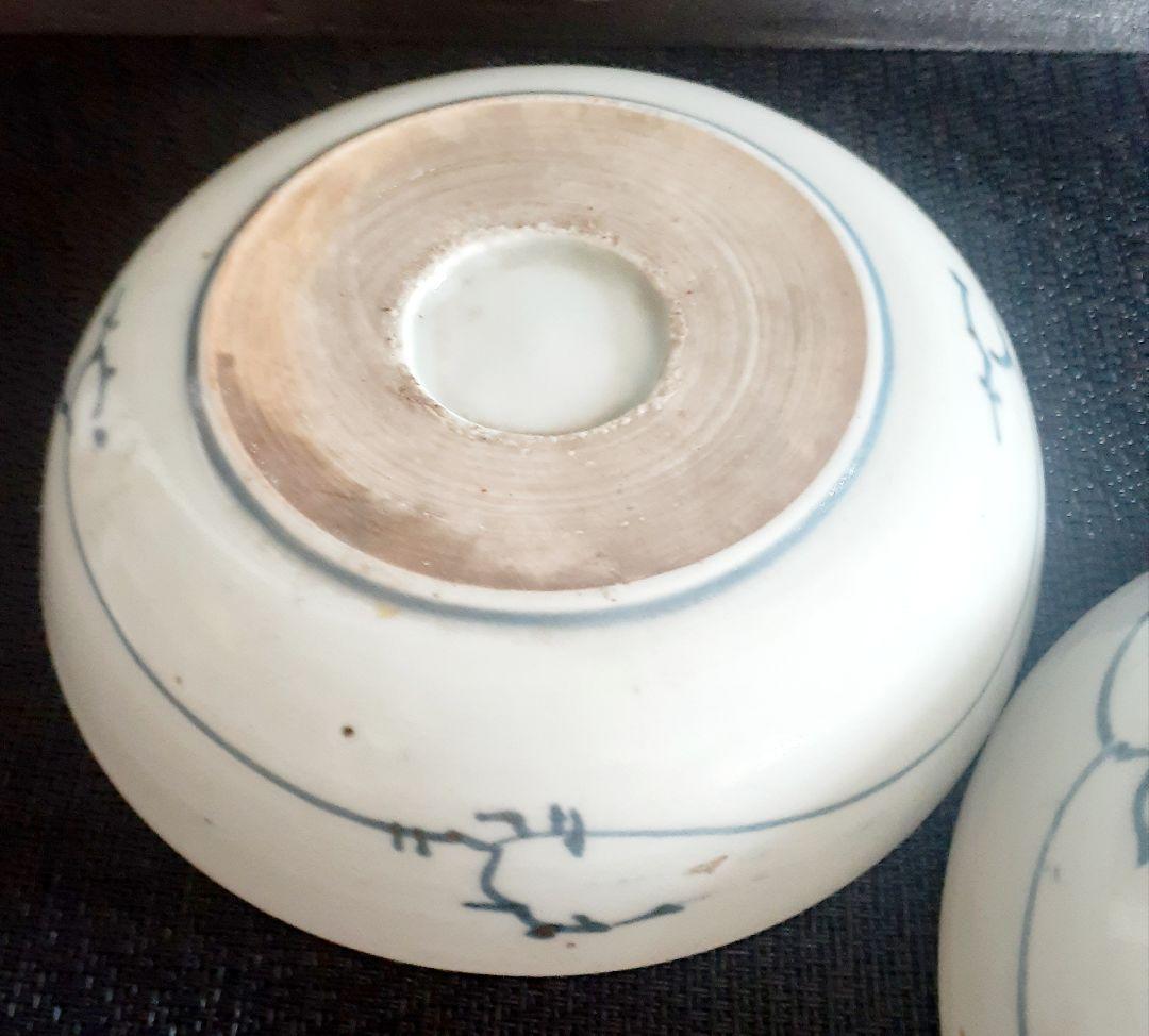 江戸時代中期　古伊万里　染付　厚手造り　なます皿　膾皿　2客