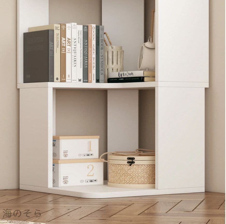 ホワイト 5段コーナー本棚 収納棚