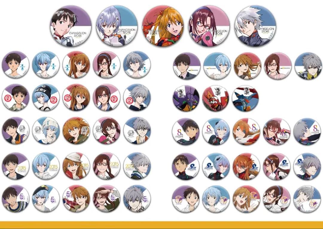 エヴァンゲリオンストア　10周年記念ガチャ　缶バッジアスカ　コンプリート