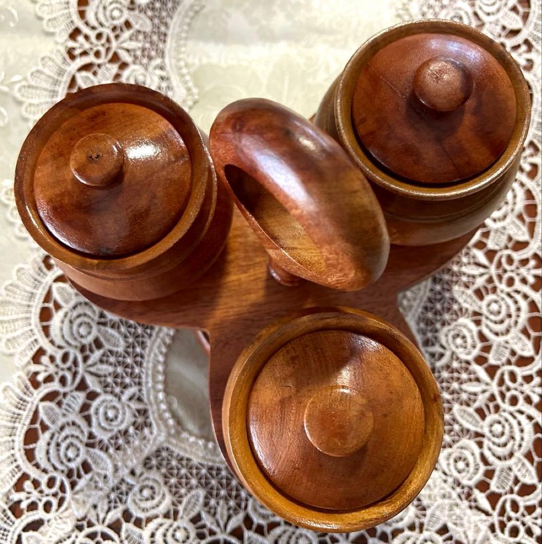 おまとめ！　①木製カトラリー　回転式スパイス調味料　②山中漆器　高台デザート鉢