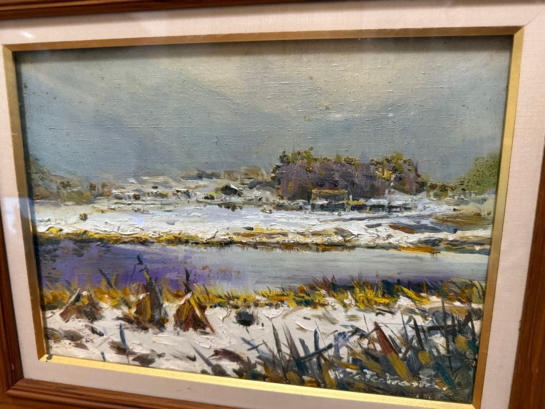 58.「雪の中津湖畔」髙橋一善 油絵