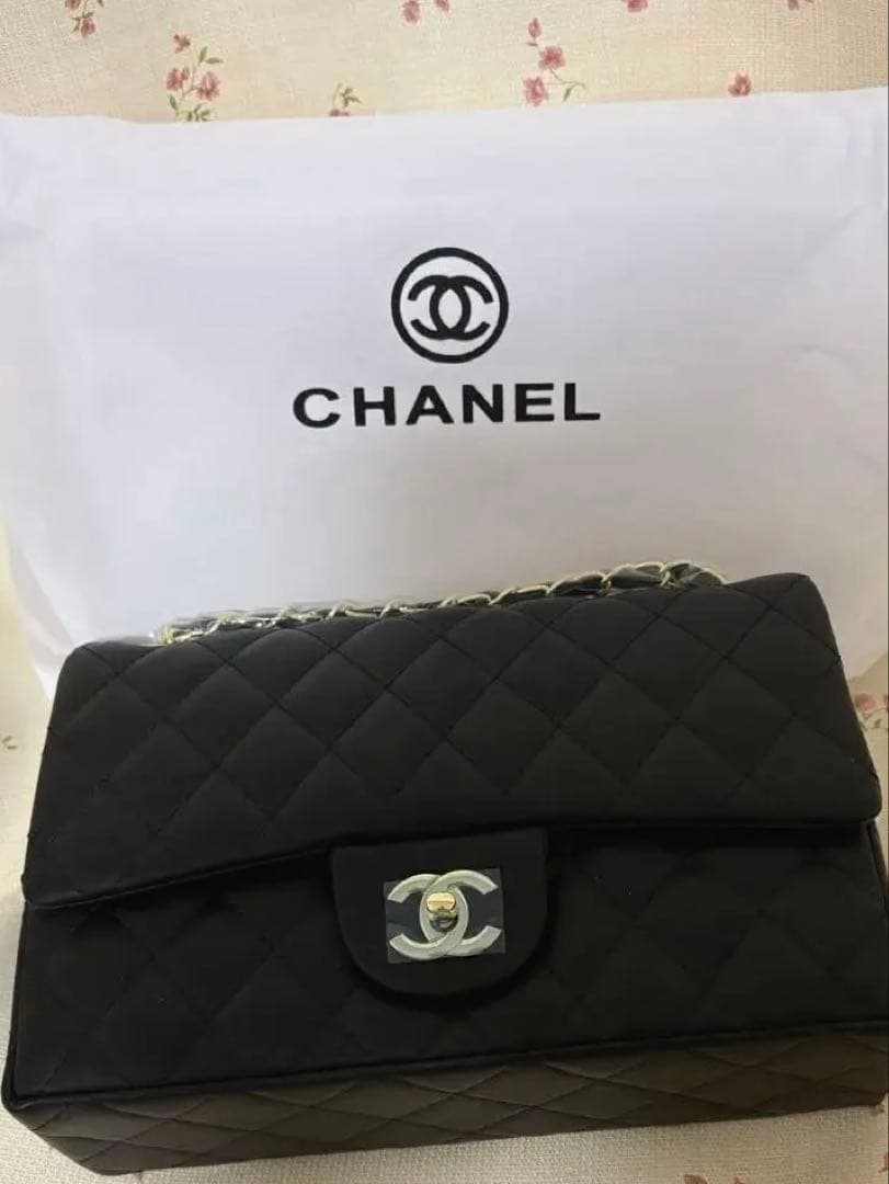 CHANEL ブラック デカマトラッセダブルフラップ ショルダーバッグ　2way