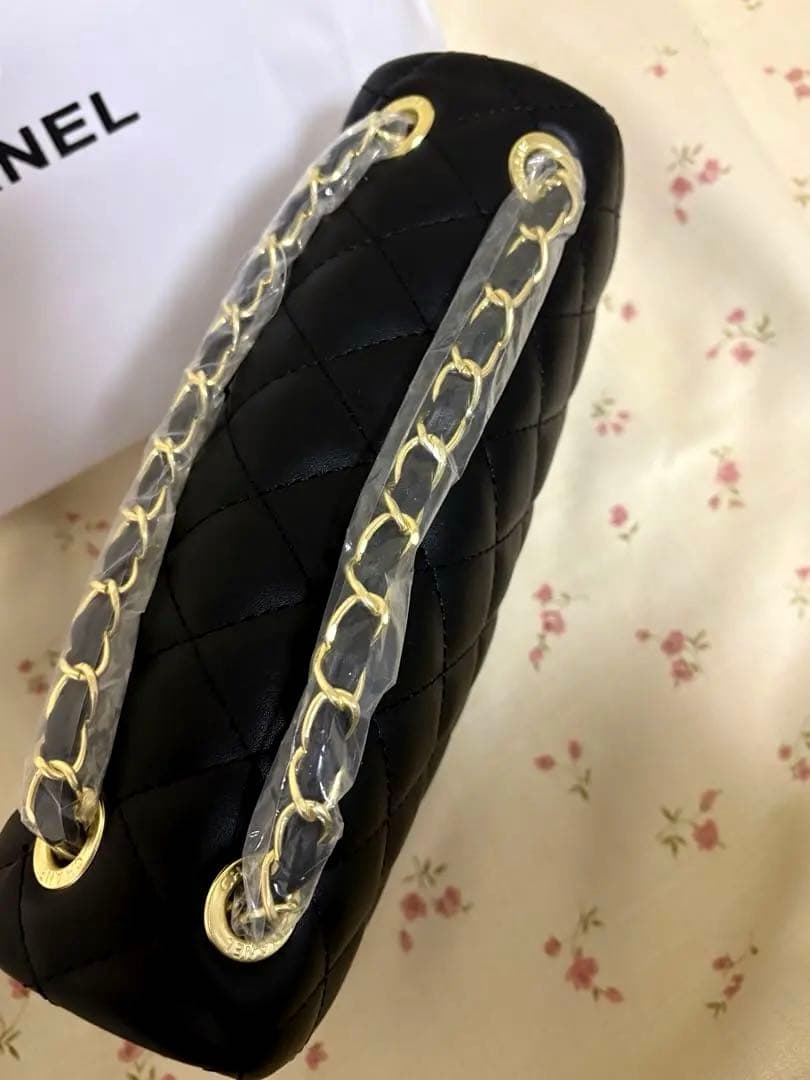 CHANEL ブラック デカマトラッセダブルフラップ ショルダーバッグ　2way