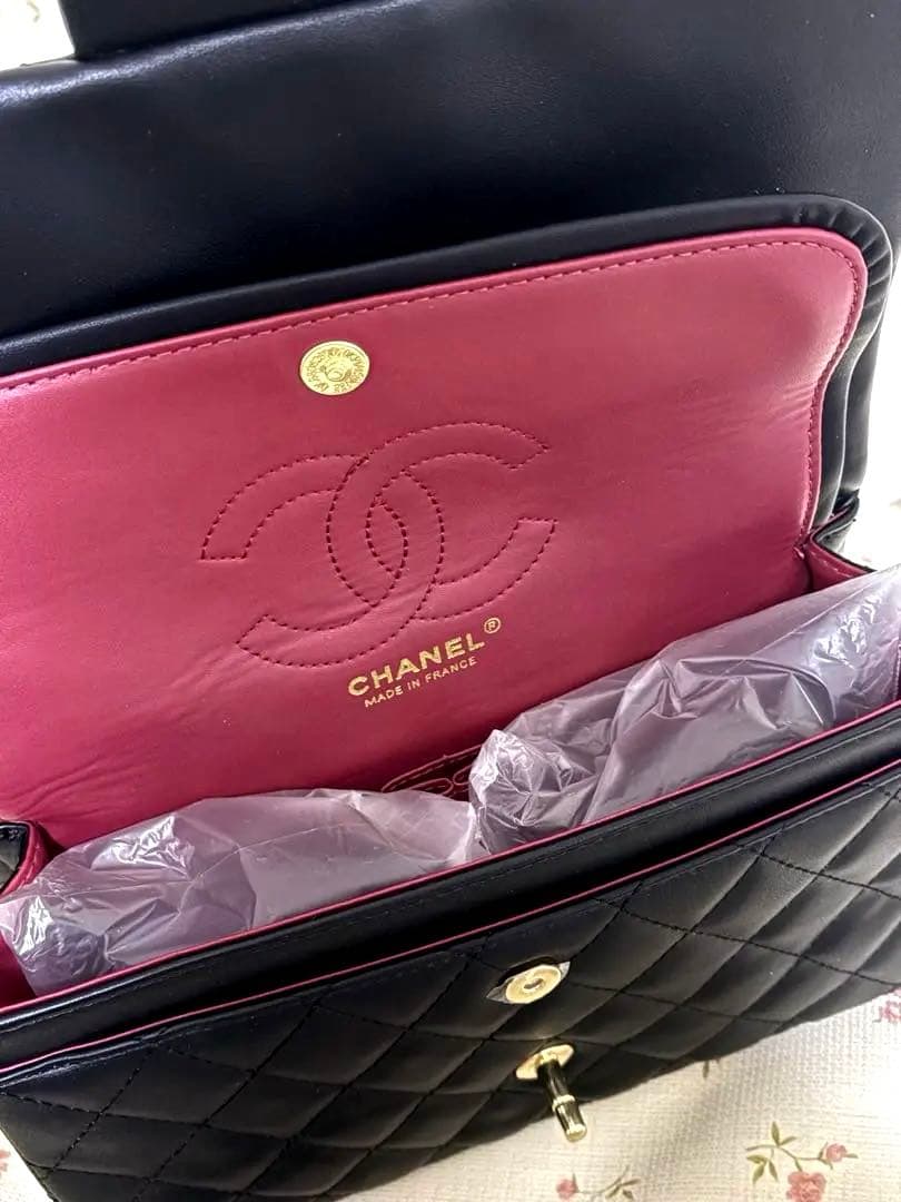 CHANEL ブラック デカマトラッセダブルフラップ ショルダーバッグ　2way