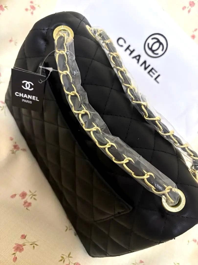 CHANEL ブラック デカマトラッセダブルフラップ ショルダーバッグ　2way