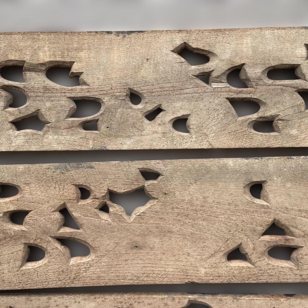 木彫4枚セット　鶴　枡合　狭間　懸魚　連子　欅　龍　武者　だんじり　骨董　太鼓台