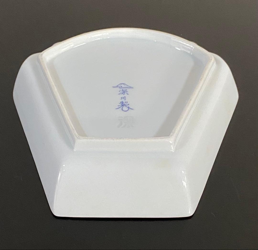 深川製磁　ひめ丸紋　扇形　銘々ざら皿　5個