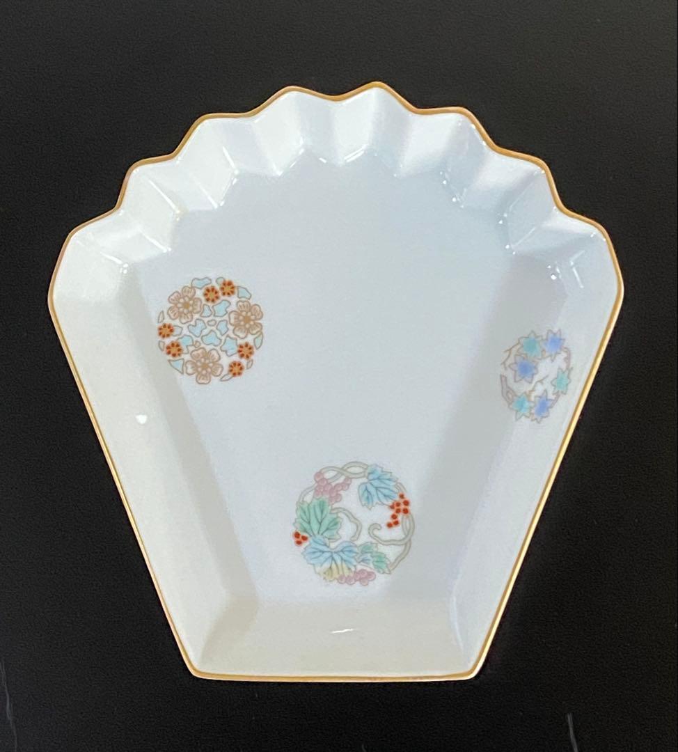 深川製磁　ひめ丸紋　扇形　銘々ざら皿　5個