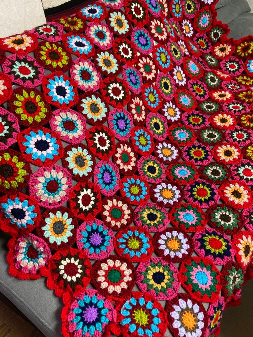 ハンドメイド♡モチーフ編み♡ブランケット♡ベッドカバー♡マルチカバー