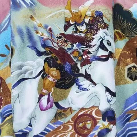 七五三 男の子 5歳 着物 セット 一式 サーモンピンク 黒 レア 100101