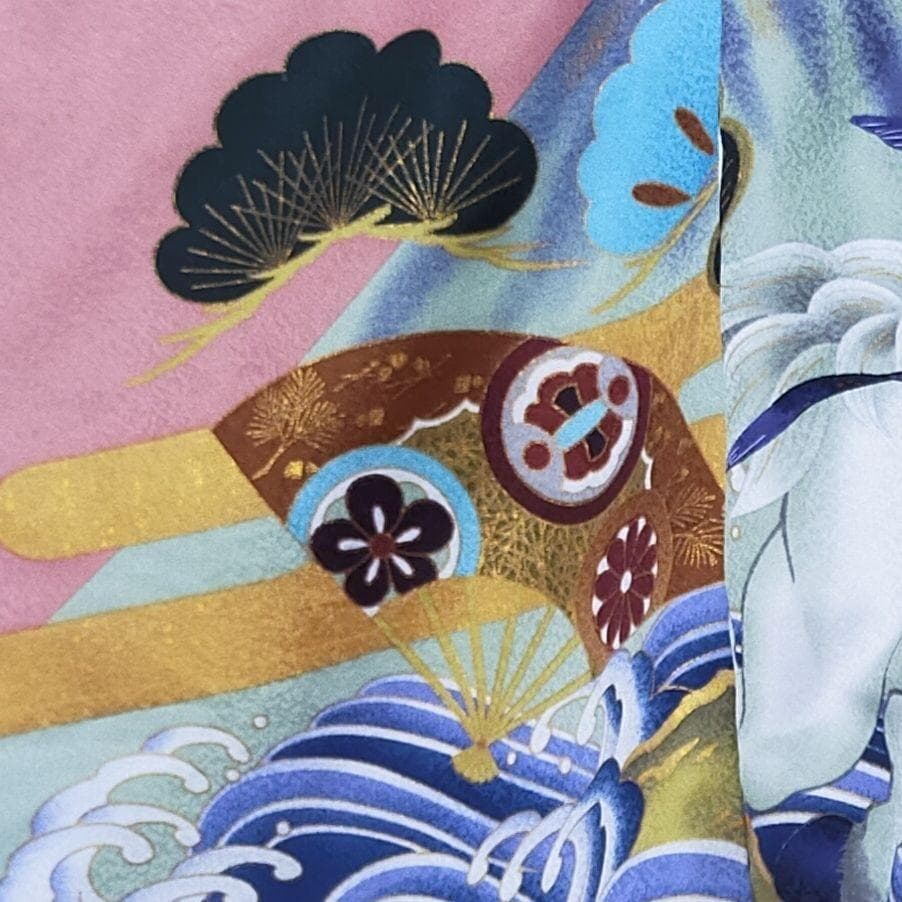 七五三 男の子 5歳 着物 セット 一式 サーモンピンク 黒 レア 100101