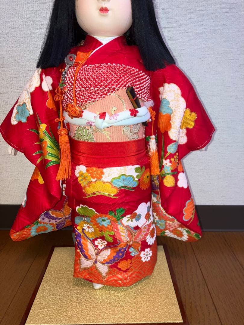 元賀章介作 市松人形 別染正絹着物希少作品