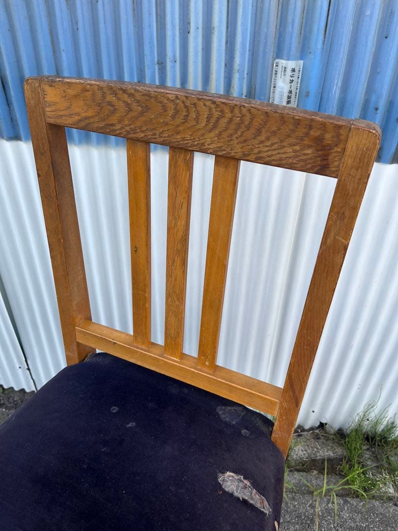 【アンティーク】②古い木製の椅子 リベット打ち ダイニングチェア 昭和レトロ