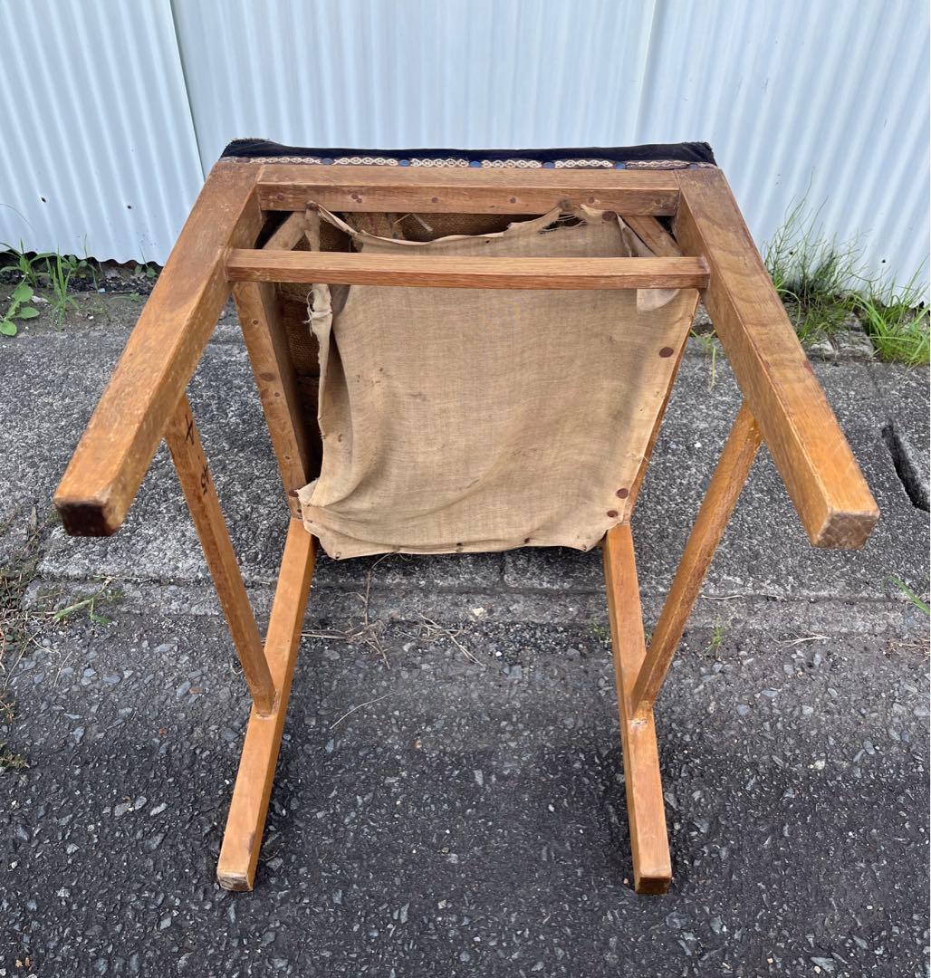 【アンティーク】②古い木製の椅子 リベット打ち ダイニングチェア 昭和レトロ