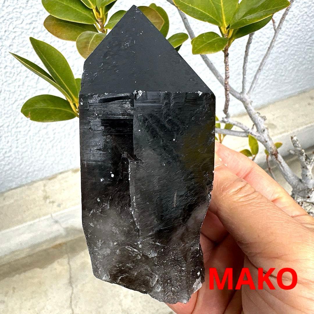 M1962☆黒水晶(モリオン)六角柱588g☆天然石　原石