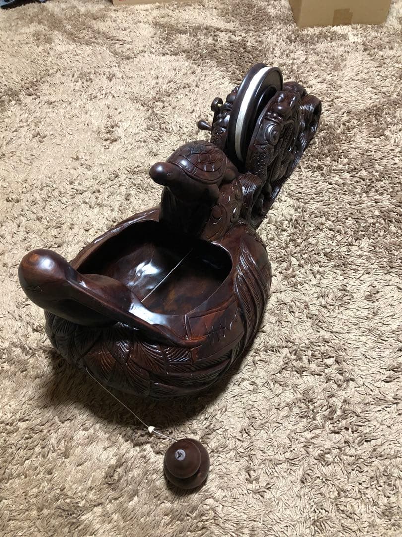 絶品！　超特大 規格外！紫檀木彫り 墨壺 全長80cm 重量16kg