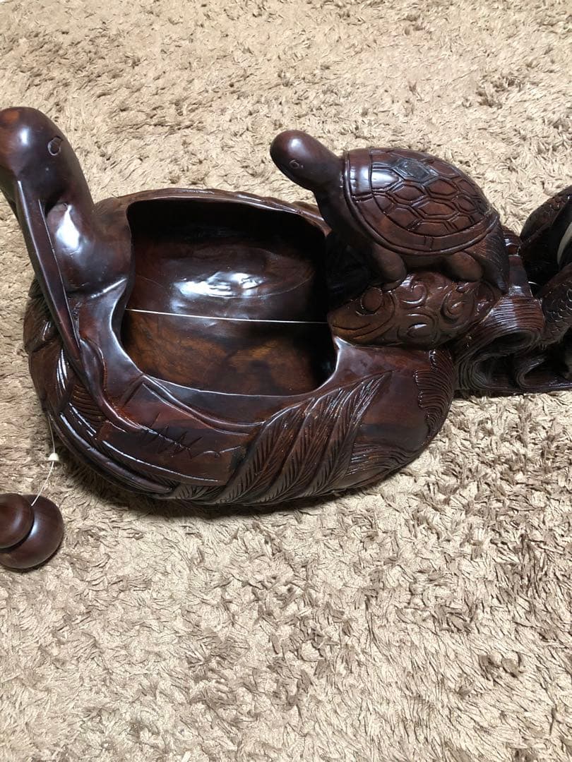 絶品！　超特大 規格外！紫檀木彫り 墨壺 全長80cm 重量16kg