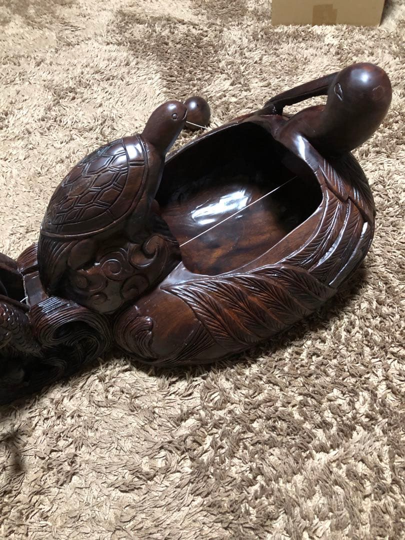 絶品！　超特大 規格外！紫檀木彫り 墨壺 全長80cm 重量16kg