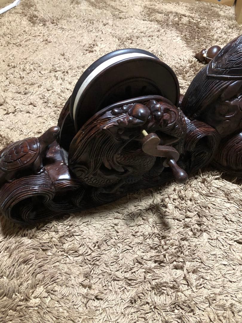 絶品！　超特大 規格外！紫檀木彫り 墨壺 全長80cm 重量16kg