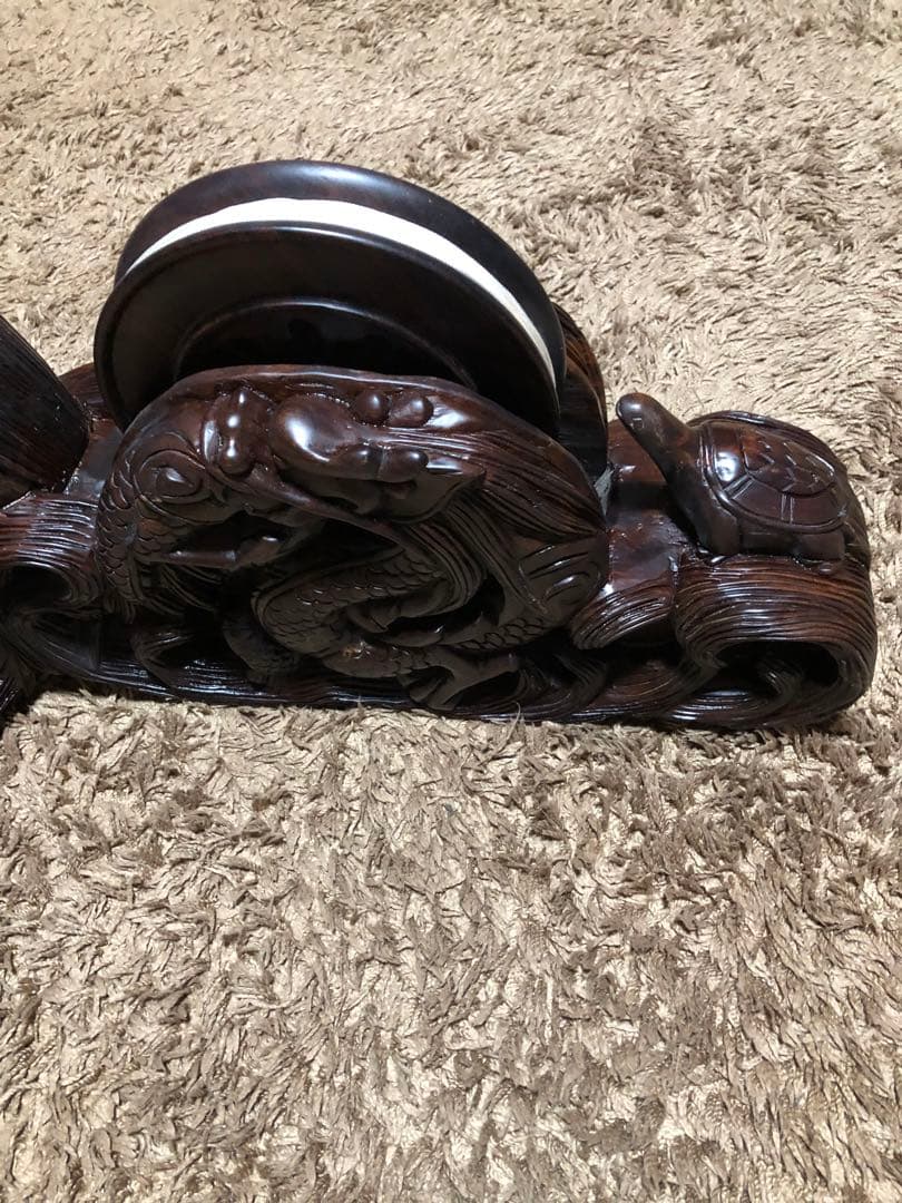 絶品！　超特大 規格外！紫檀木彫り 墨壺 全長80cm 重量16kg