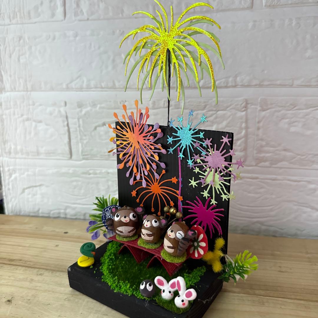 どんぐりアート♡夏のひととき　花火ミニオブジェ　ミニプールオブジェ　小…追加♡