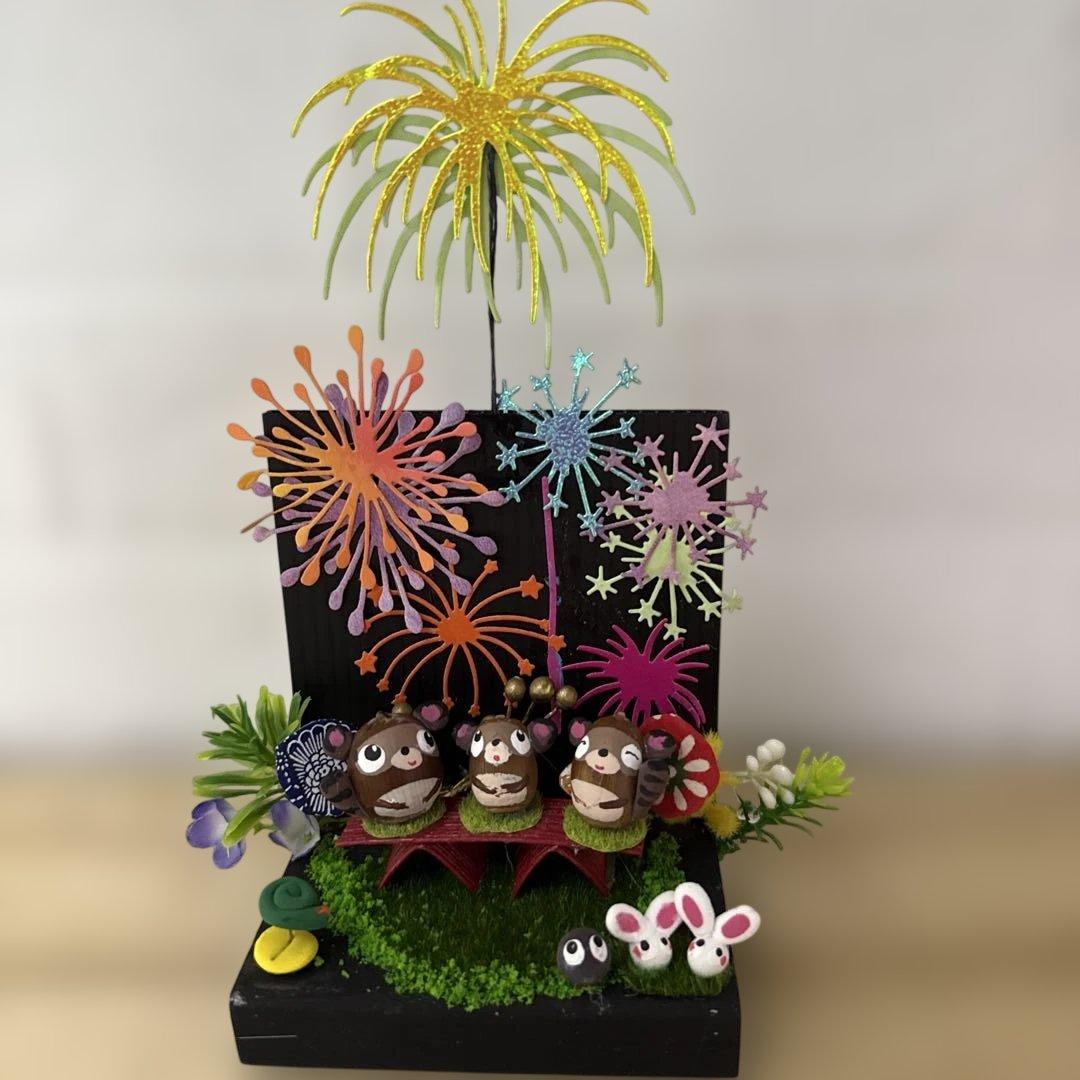 どんぐりアート♡夏のひととき　花火ミニオブジェ　ミニプールオブジェ　小…追加♡