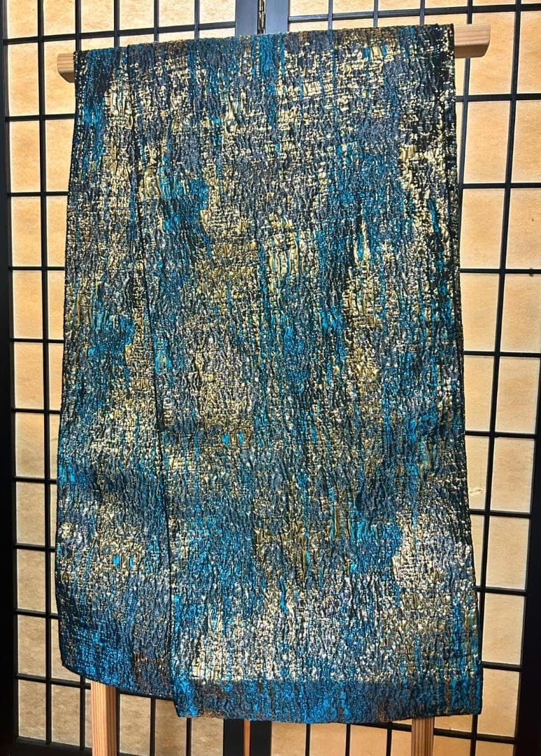 大人の兵児帯　ブルーブラックゴールド1