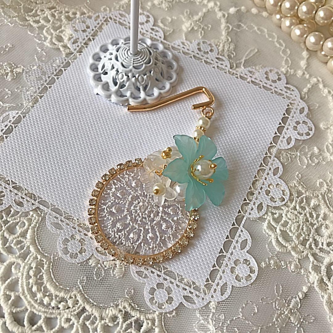 ❤️ポニーフック❤️ 花　レース　サークル　ジルコニア　ポニーフック　ヘアゴム