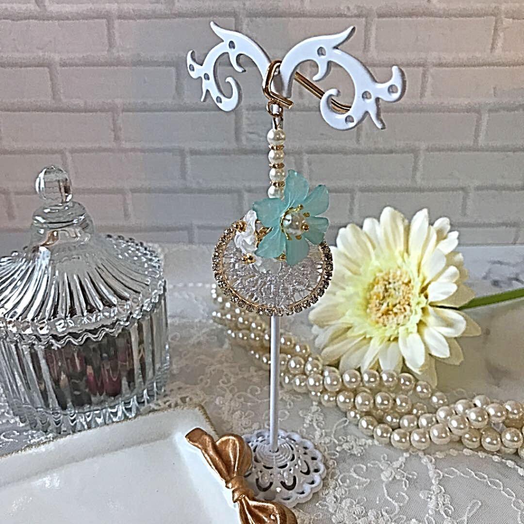 ❤️ポニーフック❤️ 花　レース　サークル　ジルコニア　ポニーフック　ヘアゴム