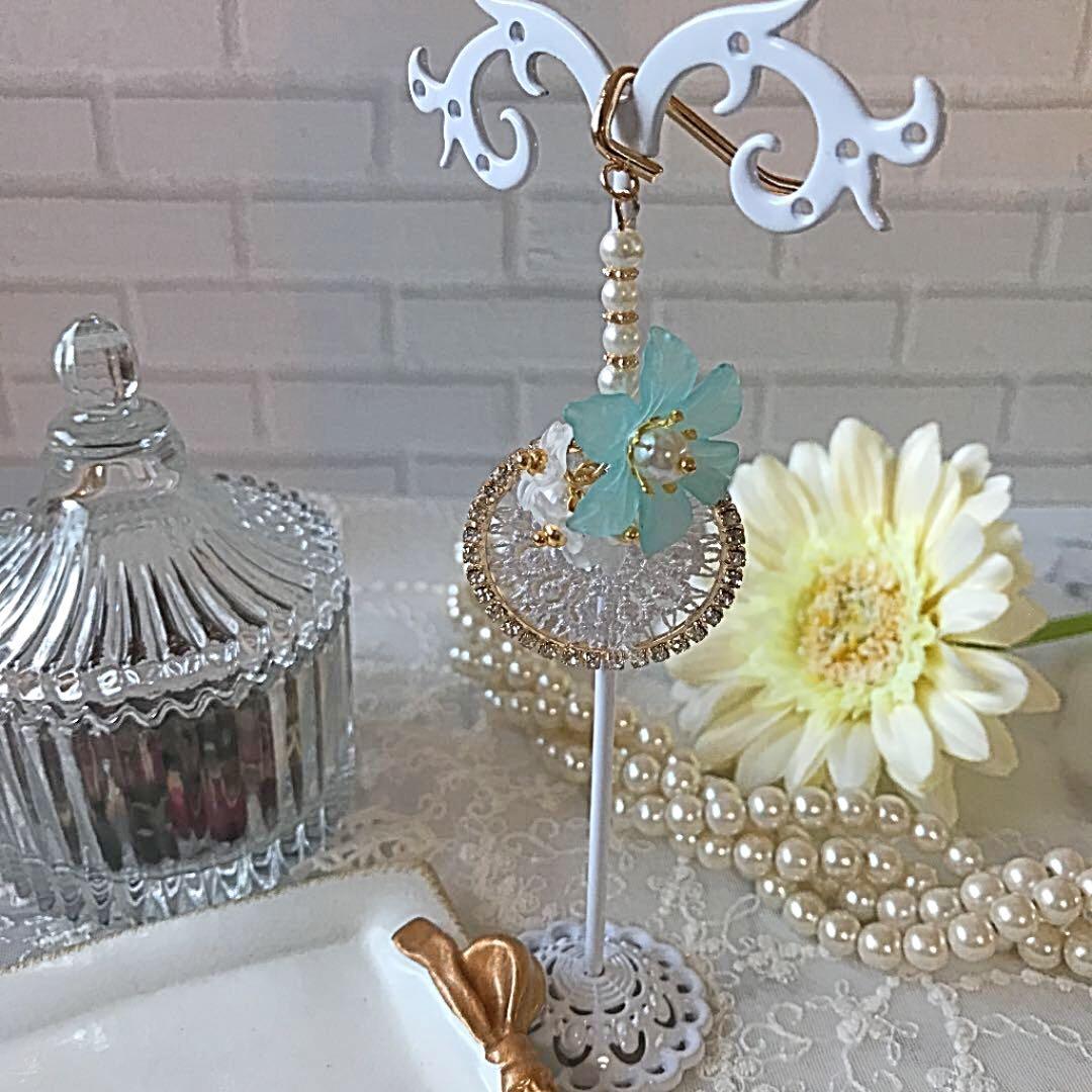 ❤️ポニーフック❤️ 花　レース　サークル　ジルコニア　ポニーフック　ヘアゴム