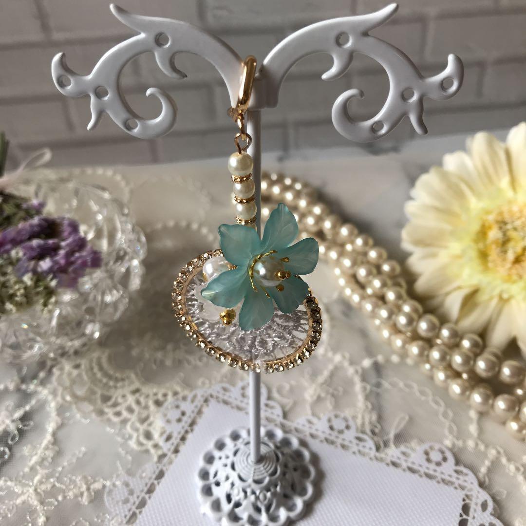 ❤️ポニーフック❤️ 花　レース　サークル　ジルコニア　ポニーフック　ヘアゴム