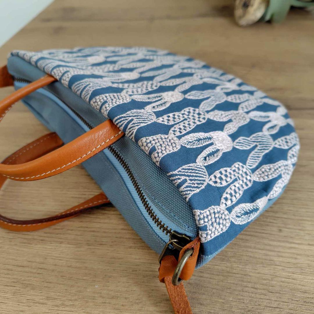 SASUKE様/pomppiaポンピア　ブルー/ミニラウンドショルダー本革