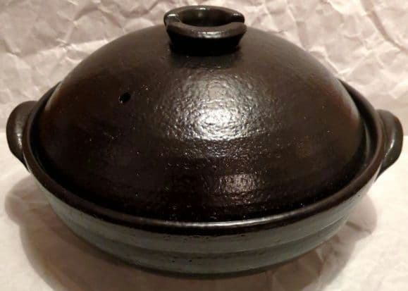 サンエフ健康陶器 土鍋 蒸し板付き 超耐熱 土鍋くん 中8号 黒系 新品