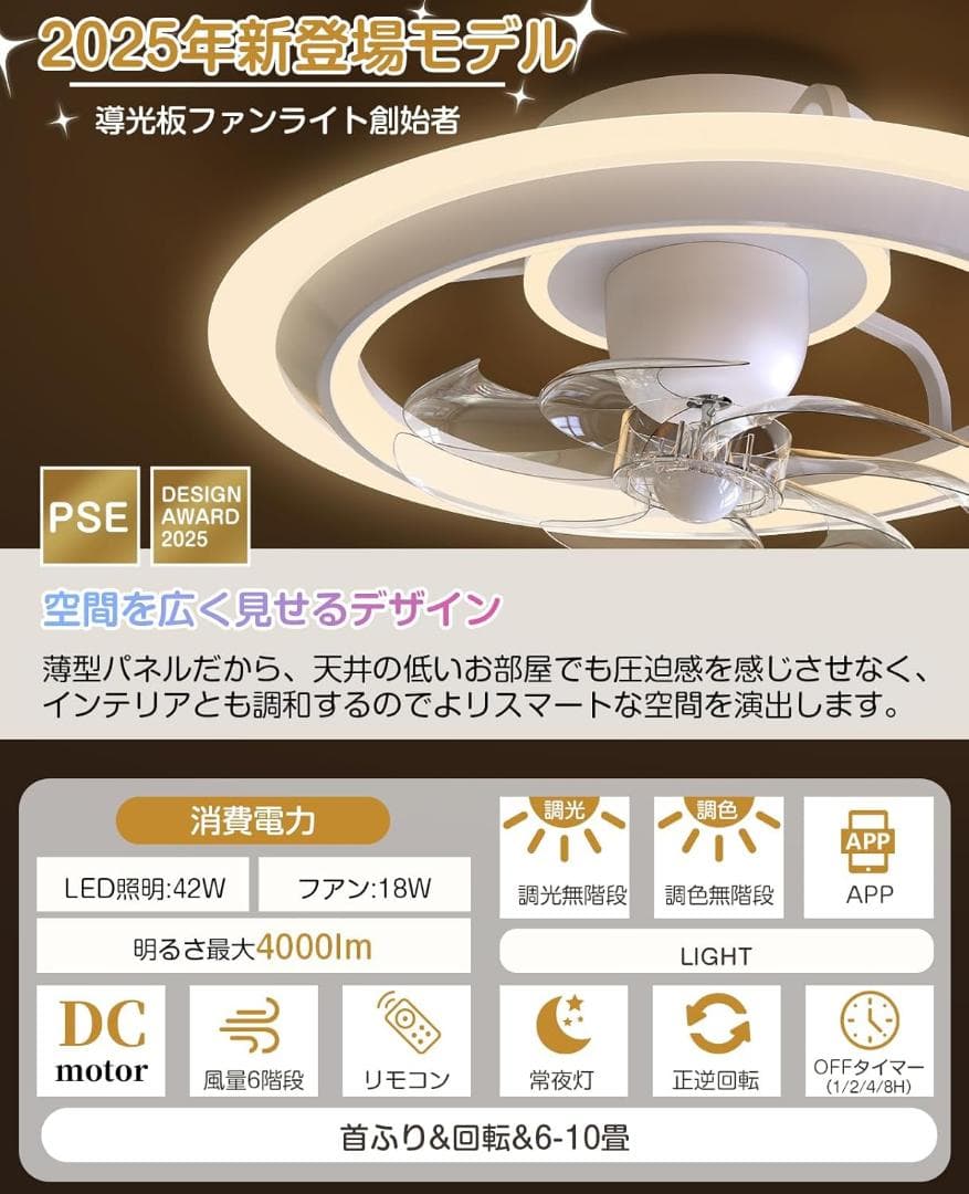 シーリングファンライト❣️LED 導光板 8-10畳 Φ56㎝ 60W 正逆回転