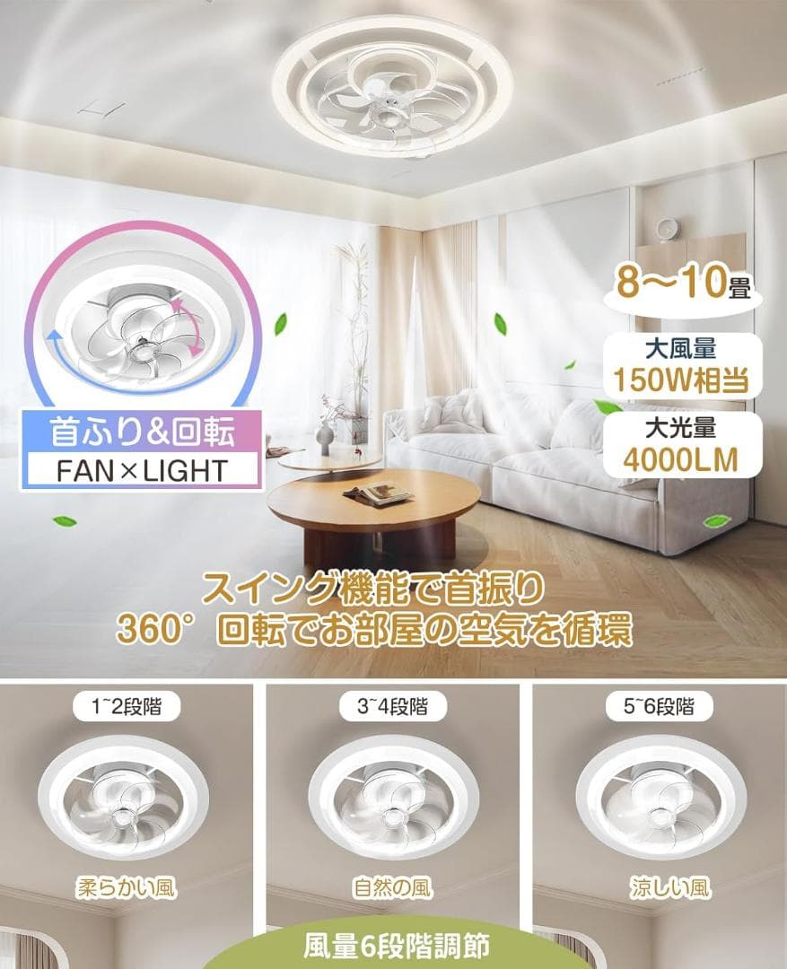 シーリングファンライト❣️LED 導光板 8-10畳 Φ56㎝ 60W 正逆回転