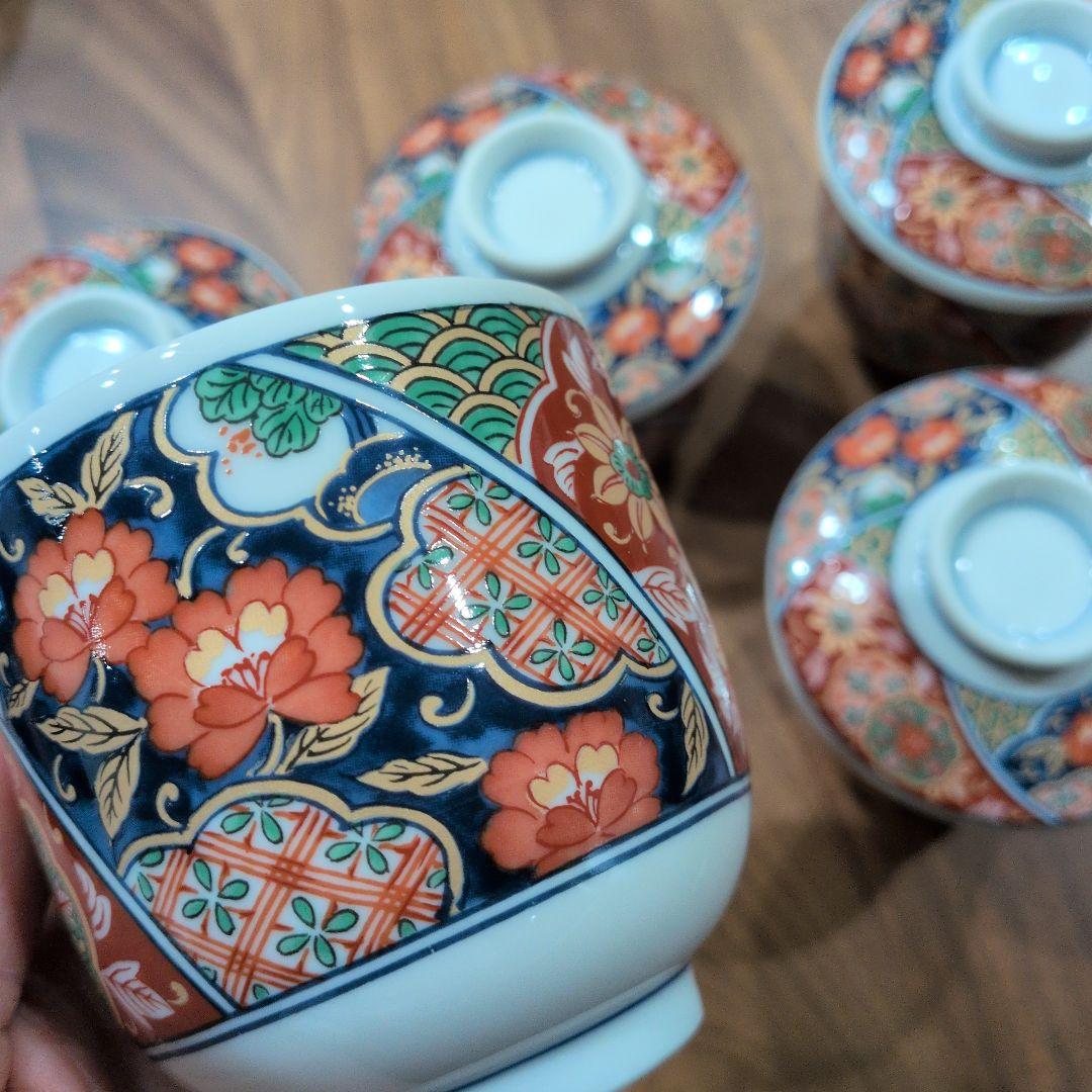 希少 金彩 祥楽 茶碗蒸し 蒸し碗 5個 5客 有田焼 林斎