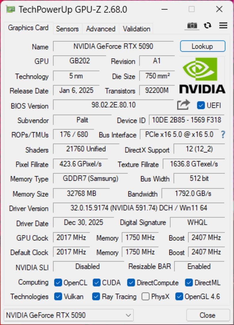 RTX5090 Gamerock本体のみ