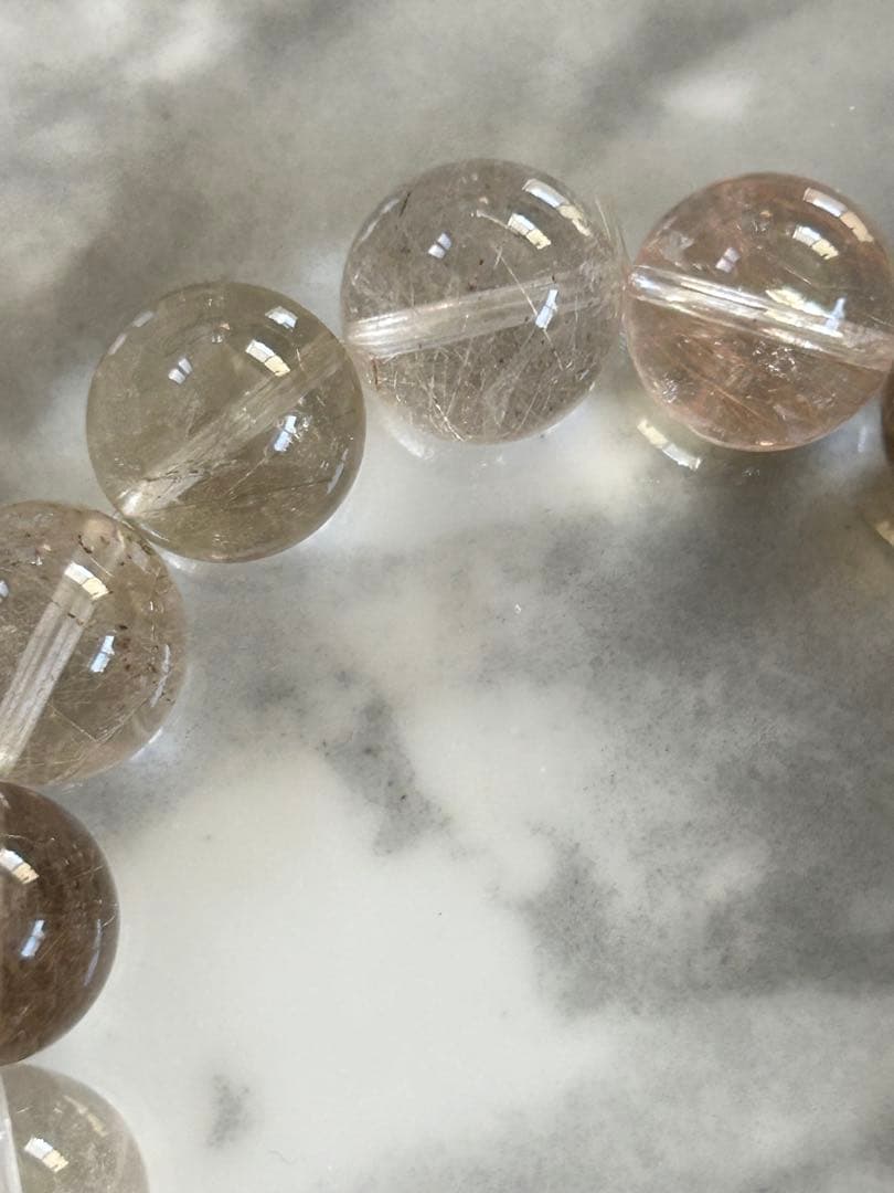 ホワイトルチルクォーツ　ブレスレット　13ミリ