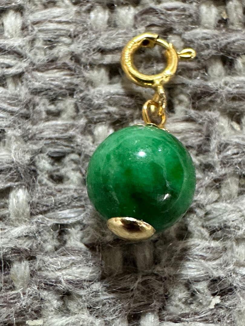 金18 Kゴールド金製、天然本翡翠(A貨)チャーム.ペンダント￼兩用
